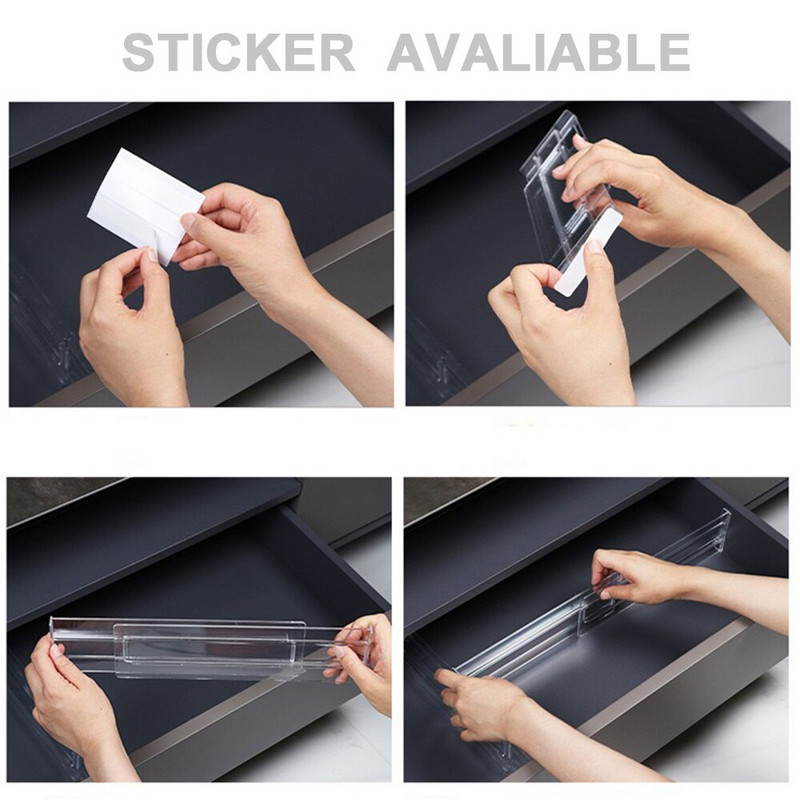 2 buc. despărțitor de sertar reglabil clapa arilic dulap dulap dulap de depozitare despărțitor organizator combinație gratuită autocolant DIY 27-52 cm