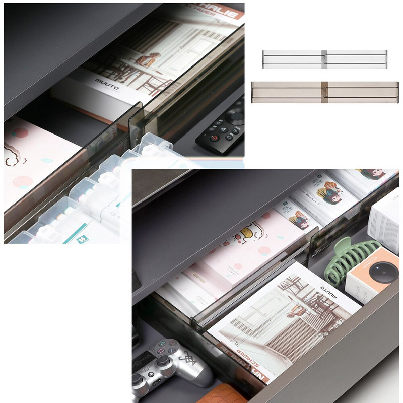 2 buc. despărțitor de sertar reglabil clapa arilic dulap dulap dulap de depozitare despărțitor organizator combinație gratuită autocolant DIY 27-52 cm