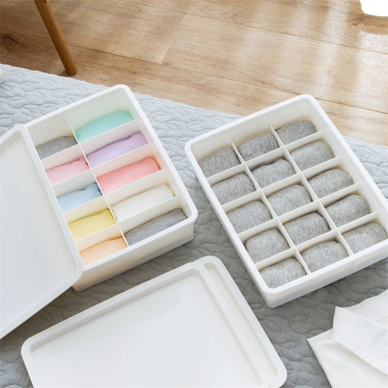 Cutie de depozitare separată pentru lenjerie intimă cu capac Sutien Sertar Organizator Despărțitori Slip Chiloți Esarfe Cravate Sosete Cutii Sutien Organizator