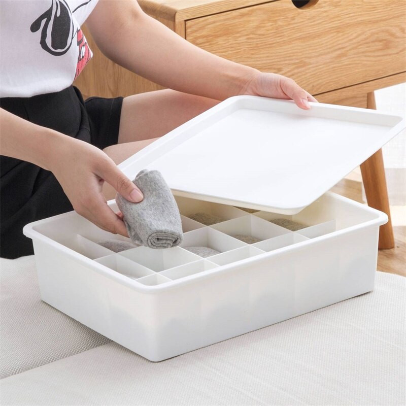 Cutie de depozitare separată pentru lenjerie intimă cu capac Sutien Sertar Organizator Despărțitori Slip Chiloți Esarfe Cravate Sosete Cutii Sutien Organizator