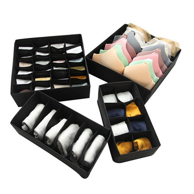 4 buc/set Cutie de depozitare pentru lenjerie de corp Organizator pliabil pentru dulap Organizator nețesut pentru lenjerie de corp pentru sutien, șosete, cutie pentru sertar de depozitare pentru chiloți