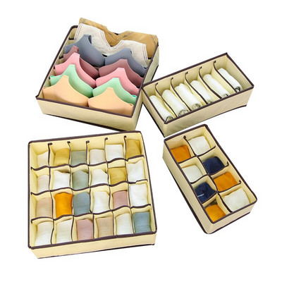 4 buc/set Cutie de depozitare pentru lenjerie de corp Organizator pliabil pentru dulap Organizator nețesut pentru lenjerie de corp pentru sutien, șosete, cutie pentru sertar de depozitare pentru chiloți