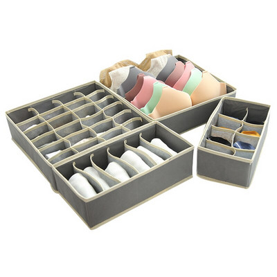 4 buc/set Cutie de depozitare pentru lenjerie de corp Organizator pliabil pentru dulap Organizator nețesut pentru lenjerie de corp pentru sutien, șosete, cutie pentru sertar de depozitare pentru chiloți