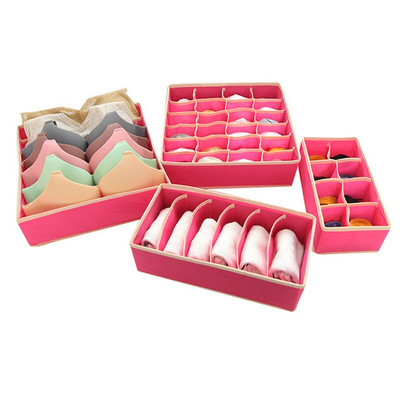 4 buc/set Cutie de depozitare pentru lenjerie de corp Organizator pliabil pentru dulap Organizator nețesut pentru lenjerie de corp pentru sutien, șosete, cutie pentru sertar de depozitare pentru chiloți