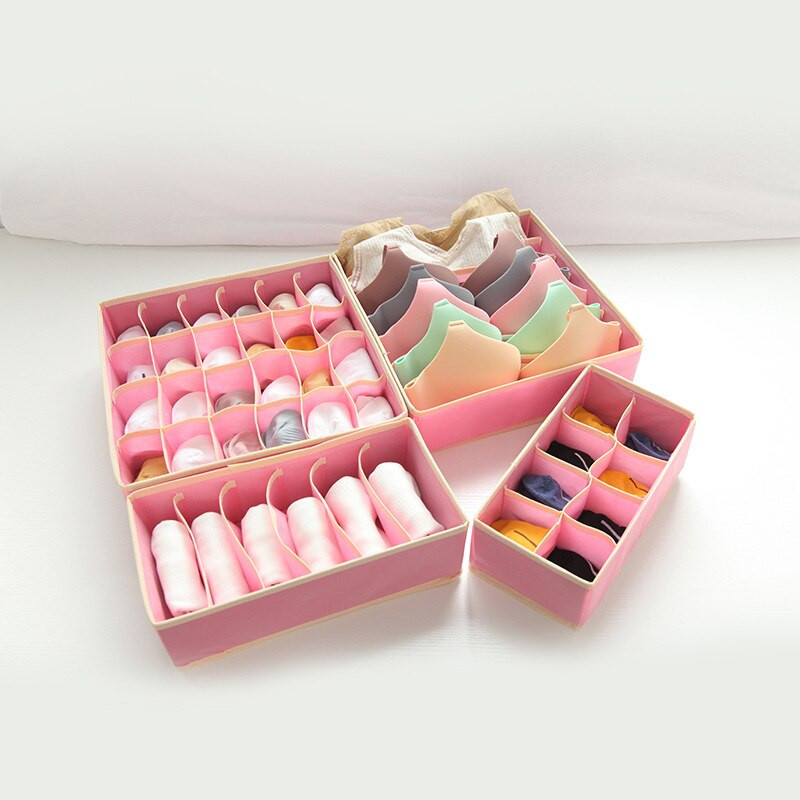 4 buc/set Cutie de depozitare pentru lenjerie de corp Organizator pliabil pentru dulap Organizator nețesut pentru lenjerie de corp pentru sutien, șosete, cutie pentru sertar de depozitare pentru chiloți