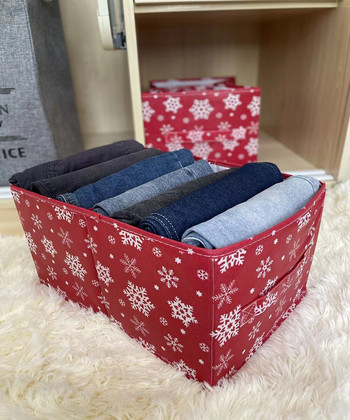 Сгъваема кутия за съхранение на дрехи за бельо с разделени чекмеджета тип дънки сутиен бельо нетъкан коледен организатор кутия