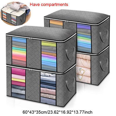 4 db nagy kapacitású összecsukható ruhák paplan tároló táska párna takaró porálló gardrób szekrény szekrény szervező mozgatható tasak tartozék