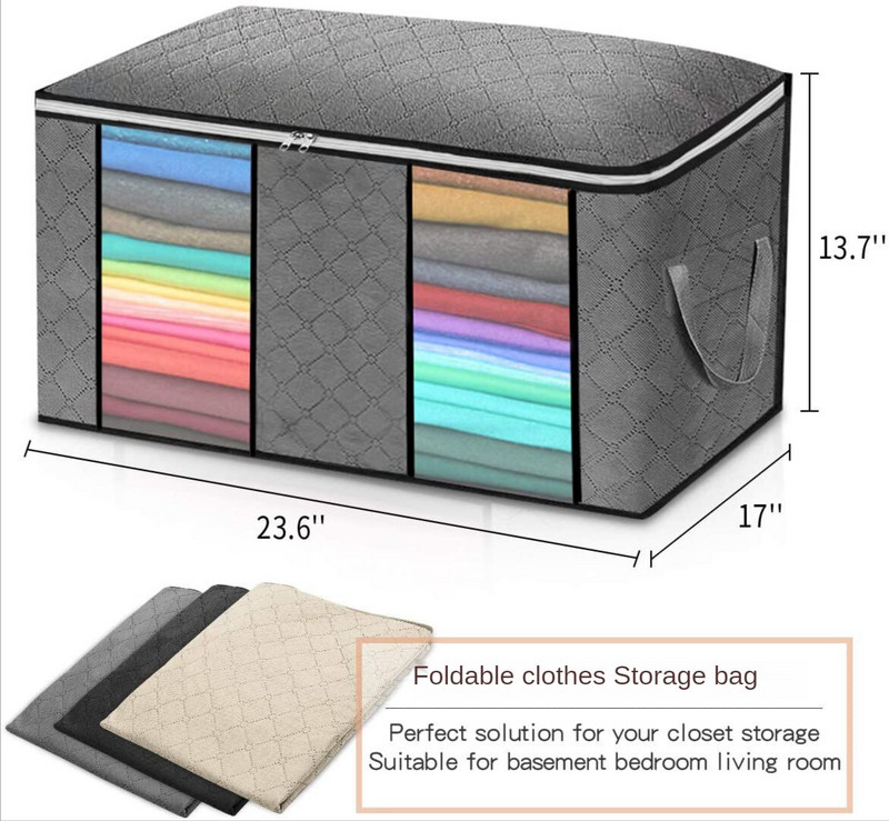 4 db nagy kapacitású összecsukható ruhák paplan tároló táska párna takaró porálló gardrób szekrény szekrény szervező mozgatható tasak tartozék