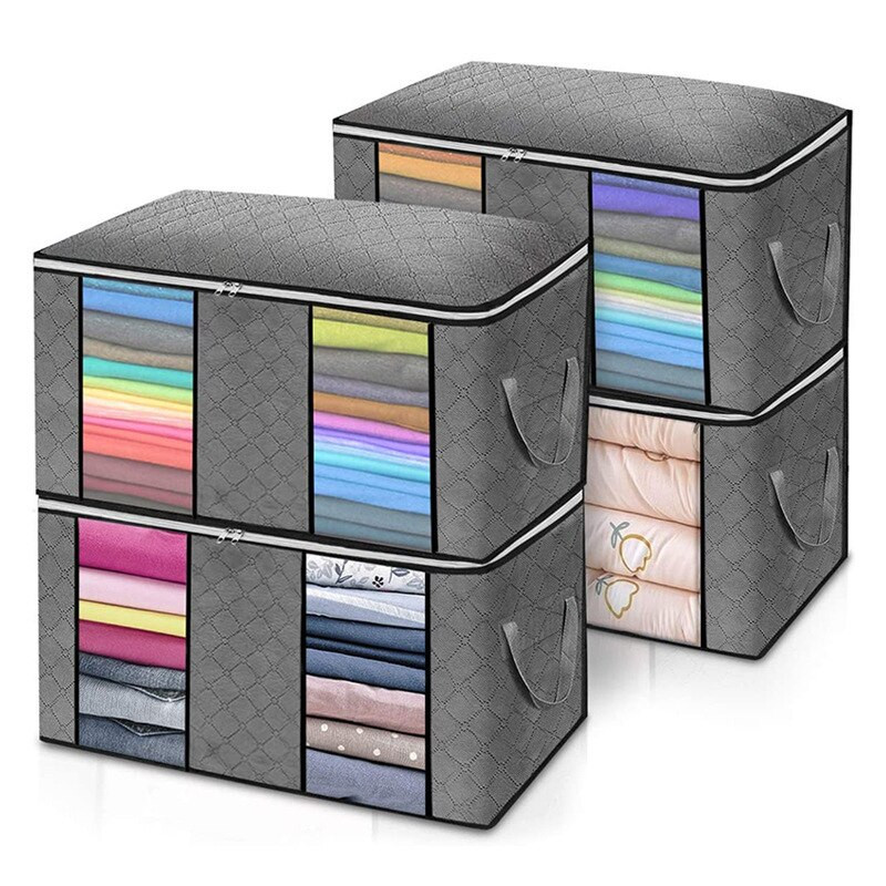 4 db nagy kapacitású összecsukható ruhák paplan tároló táska párna takaró porálló gardrób szekrény szekrény szervező mozgatható tasak tartozék