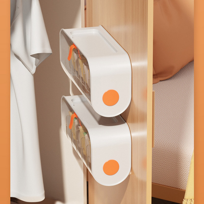 Fali fehérnemű tároló doboz polccal bugyi zokni melltartó rendszerező falra akasztó 6 cellás levehető átlátszó tároló rendszer