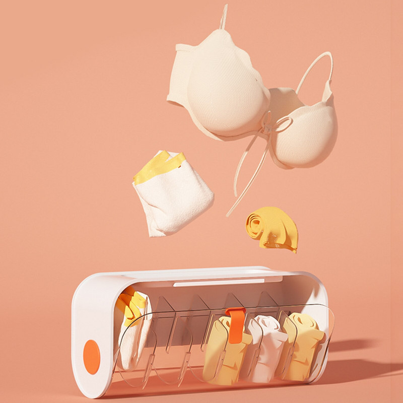 Fali fehérnemű tároló doboz polccal bugyi zokni melltartó rendszerező falra akasztó 6 cellás levehető átlátszó tároló rendszer