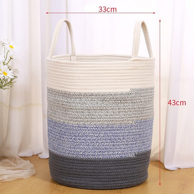 Organizator de coșuri de rufe de mare capacitate Coș de depozitare țesut manual Coș de frânghie de bumbac Articole diverse Sufragerie Dormitor Coș de frânghie pentru jucării