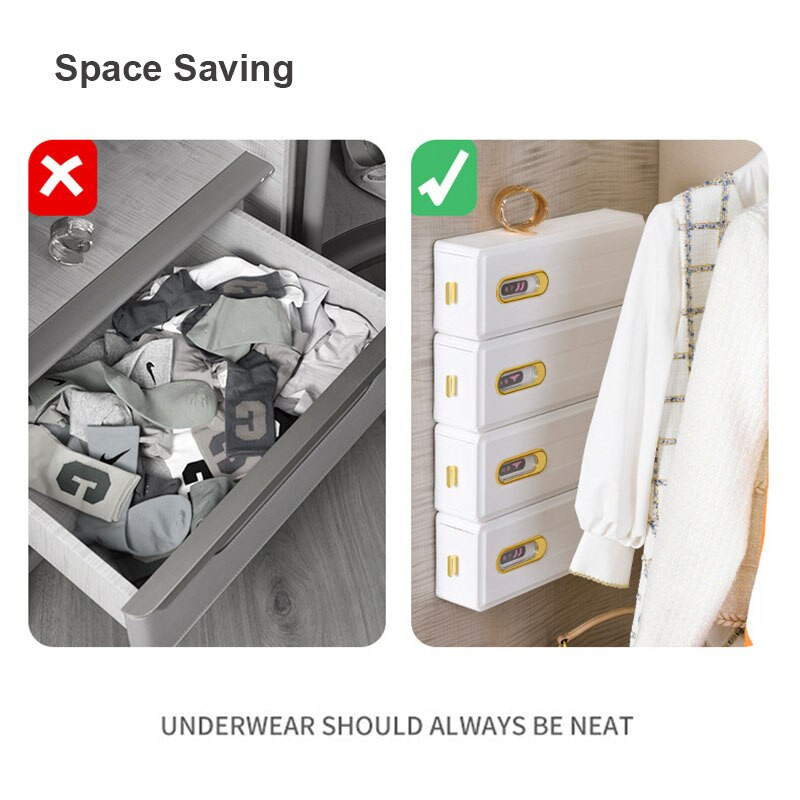 Ruhásszekrény falra szerelhető bugyi zokni tároló fiók, zsák nélkül ragacsos melltartók nyakkendők fehérnemű Szervező válogató fiók tároló doboz