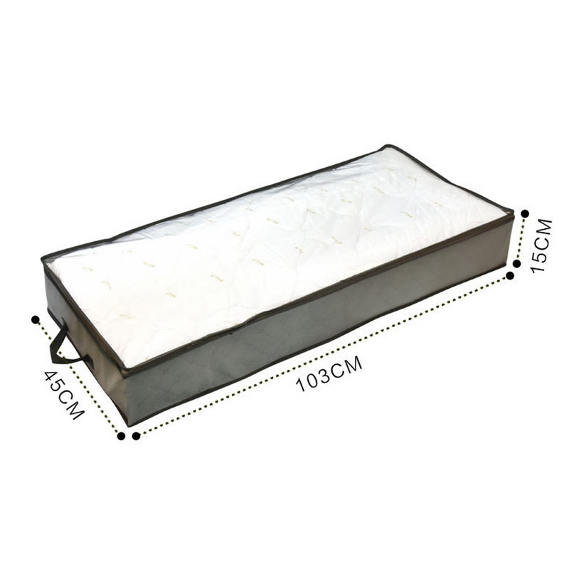 Nagy kapacitású ruhatároló táska Porálló paplanrendező átlátszó ablakkal, összecsukható nem szőtt ruhák otthoni ágy alatti fiók