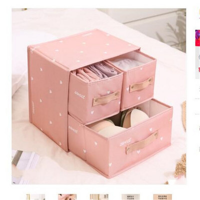 Organizator Sertar Cutie Depozitare Pânză Cu Capac Dulap Lenjerie Intima Geanta 3 Grile