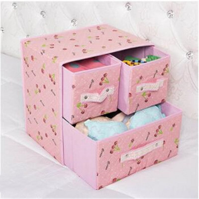 Organizator Sertar Cutie Depozitare Pânză Cu Capac Dulap Lenjerie Intima Geanta 3 Grile