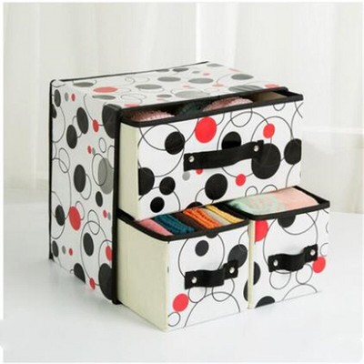 Organizator Sertar Cutie Depozitare Pânză Cu Capac Dulap Lenjerie Intima Geanta 3 Grile