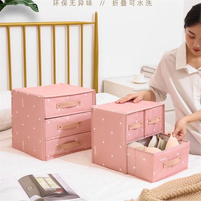 Organizator Sertar Cutie Depozitare Pânză Cu Capac Dulap Lenjerie Intima Geanta 3 Grile