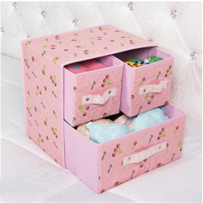 Organizator Sertar Cutie Depozitare Pânză Cu Capac Dulap Lenjerie Intima Geanta 3 Grile