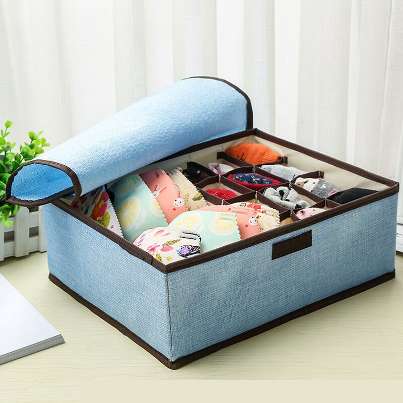 Egyszínű fehérnemű tároló doboz Melltartó Bugyi Zokni Porálló Befejező Doboz Rekeszes Összecsukható Mosható Ágyneműtartó Doboz