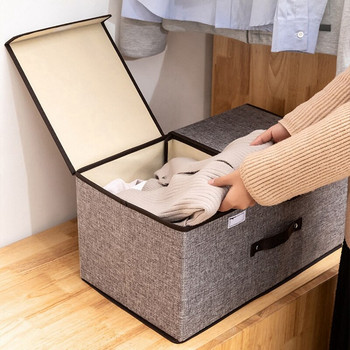Sundries Storage Box Υφασμάτινο Βαμβακερό Λινά Δοχείο Οικιακή Ντουλάπα Organizer Πλυντήριο ρούχων Μεγάλο πτυσσόμενο καλάθι ρούχων