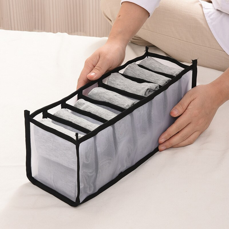 7 tinklelių apatinių drabužių laikymo dėžė Moteriškos kojinės Drabužių spinta Stalčių tipo liemenėlė Apatiniai drabužiai sustorėjusios tinklelio pakavimo dėžutės tinklelis