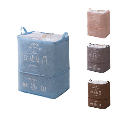Otthoni összecsukható piszkos ruha kosár nagy kapacitású játéktároló táska paplanrendező keret többfunkciós cipzáras mosókosárral