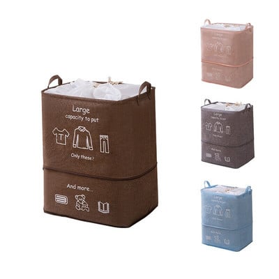 Otthoni összecsukható piszkos ruha kosár nagy kapacitású játéktároló táska paplanrendező keret többfunkciós cipzáras mosókosárral