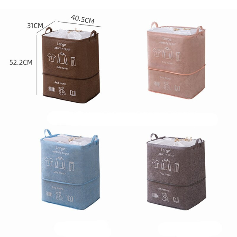 Otthoni összecsukható piszkos ruha kosár nagy kapacitású játéktároló táska paplanrendező keret többfunkciós cipzáras mosókosárral