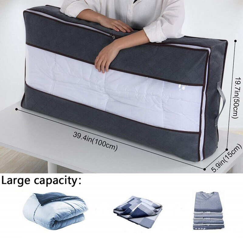 Mcao Large ágy alatti tárolótáskák Ruhatárolók Átlátszó ablak Erősített fogantyúk Összecsukható téglalap alakú szekrényrendezők TJ3651