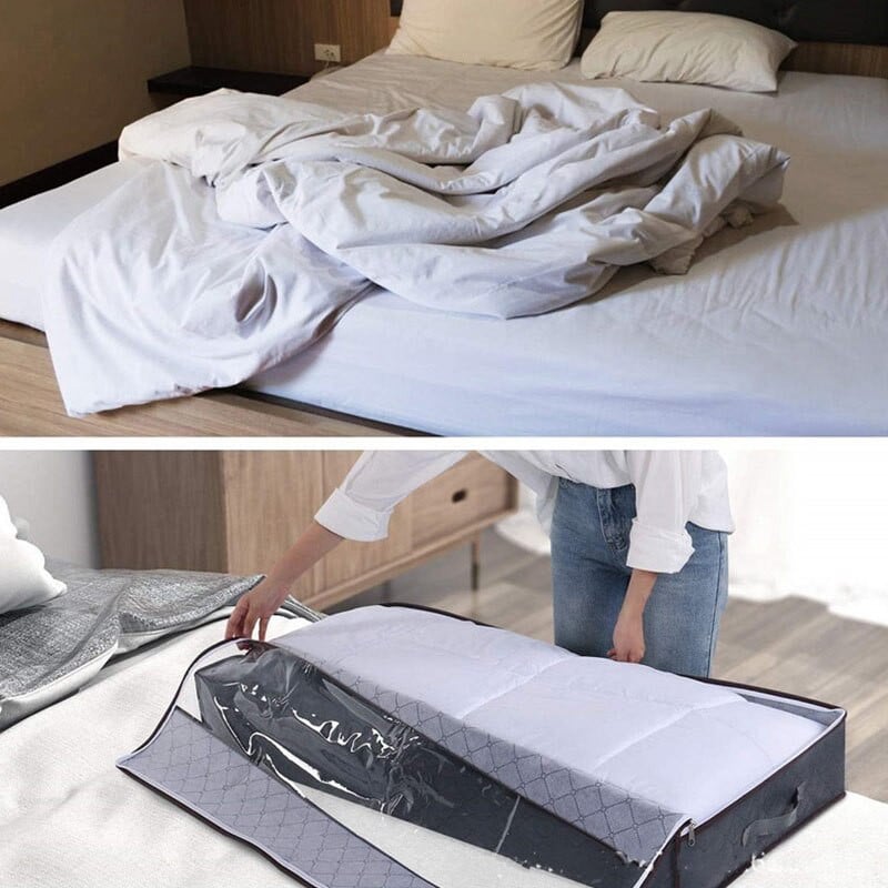 Mcao Large ágy alatti tárolótáskák Ruhatárolók Átlátszó ablak Erősített fogantyúk Összecsukható téglalap alakú szekrényrendezők TJ3651