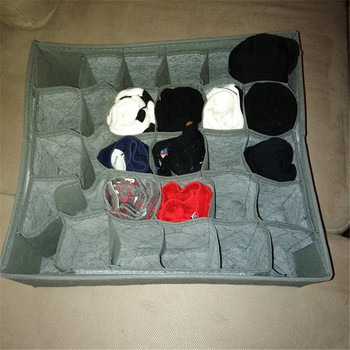 Сутиен с 30 клетки Органайзер за бельо Сгъваема домашна кутия за съхранение Нетъкан гардероб Чекмедже Гардероб Органайзер За шалове Чорапи