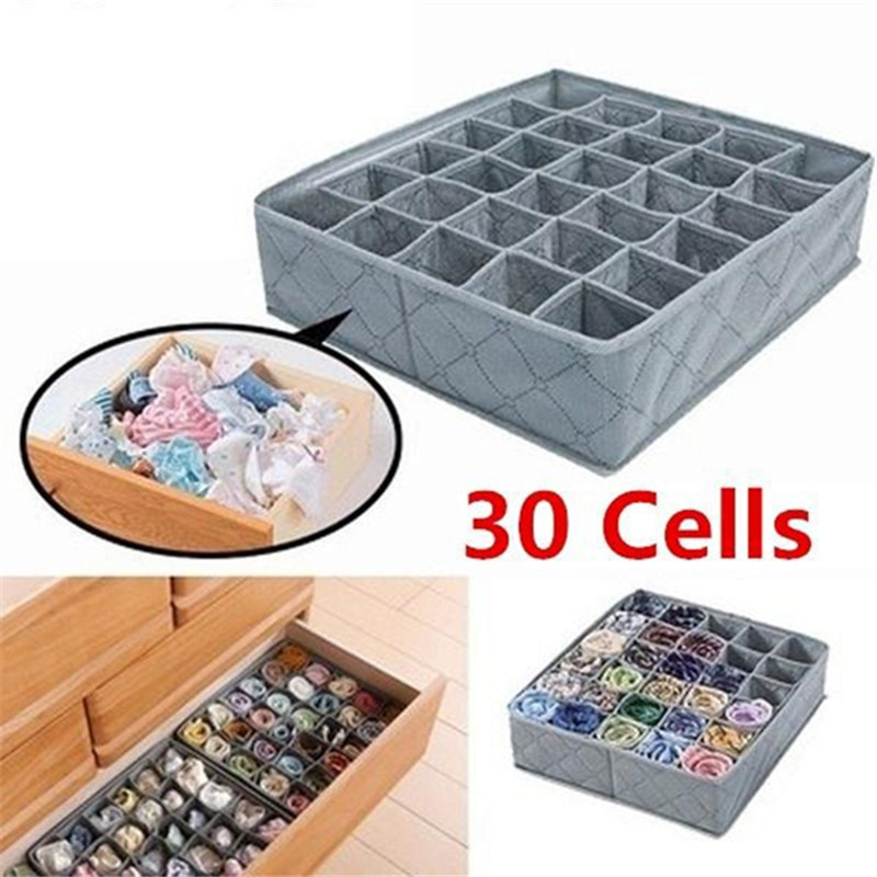 30 Cell Melltartó Fehérnemű Szervező Összecsukható Házi Tároló Doboz Nem szőtt Szekrény Fiók Szekrény Rendszerező Sálakhoz Zokni