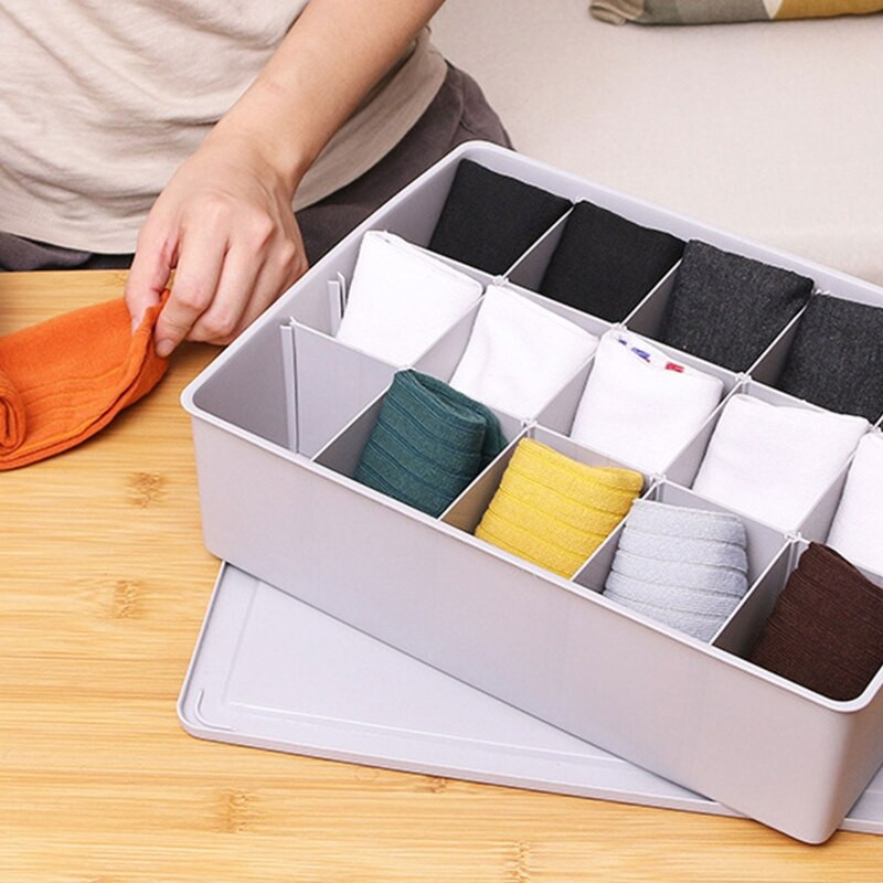 Cutie de depozitare cu grile 1/10/15 Organizator de dulap cu sertar împărțit din plastic pentru lenjerie
