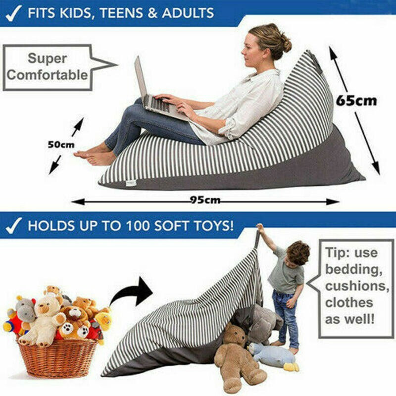 Itin didelis vaikų laikymo sėdmaišis, prikimštas gyvūnas pliušinis žaislas minkštas maišelis sofos kėdė