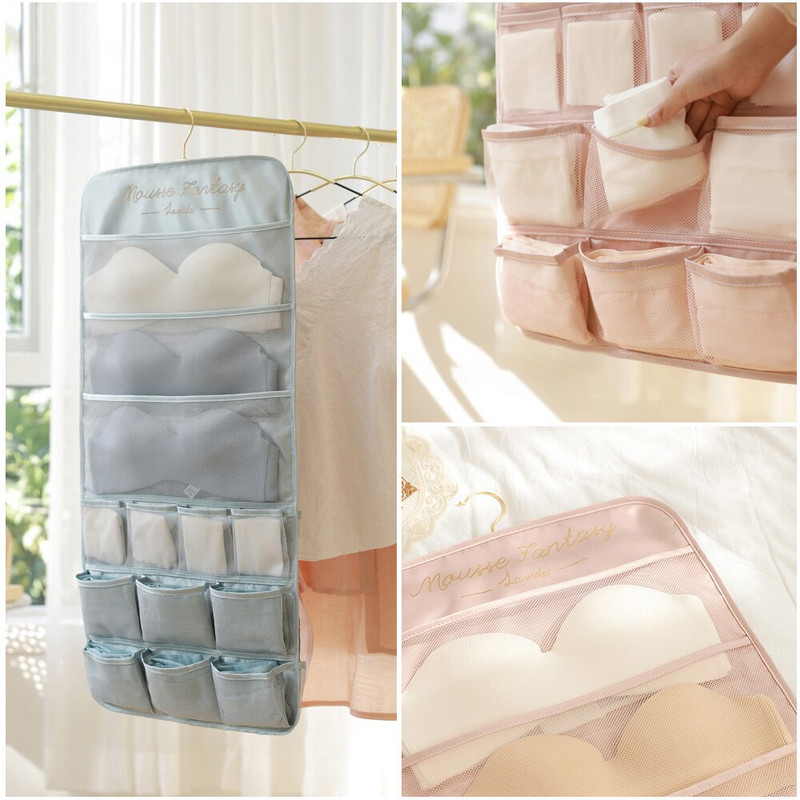 Ruhásszekrényhez Összecsukható fehérnemű Szervező Nyakkendők Zokni melltartó fogas Akasztó Kétoldalas akasztós táska Hálós zseb