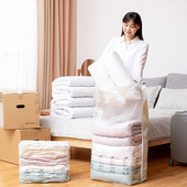 Ruhatároló Vákuumos táska szeleppel Nincs szükség szivattyúra Átlátszó összecsukható, összenyomott rendező Utazási nagy vákuumzsákok Pecsét csomag