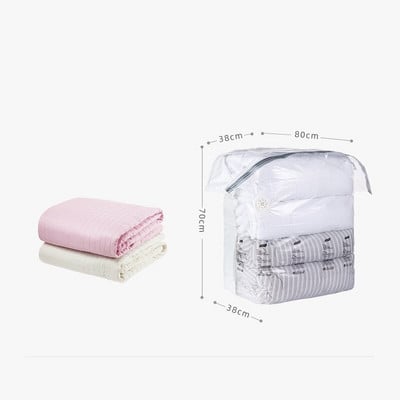 Ruhatároló Vákuumos táska szeleppel Nincs szükség szivattyúra Átlátszó összecsukható, összenyomott rendező Utazási nagy vákuumzsákok Pecsét csomag