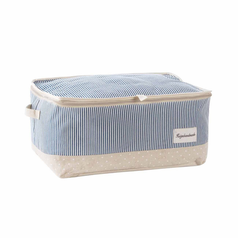 Medvilninis lininis užtrauktukas su užtrauktuku, laikymo krepšelio dėžės konteinerio dėžutės organizatorius didelis po lova antklodė megztinio laikymo krepšys