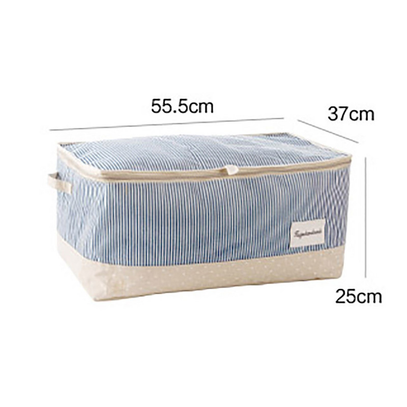 Medvilninis lininis užtrauktukas su užtrauktuku, laikymo krepšelio dėžės konteinerio dėžutės organizatorius didelis po lova antklodė megztinio laikymo krepšys