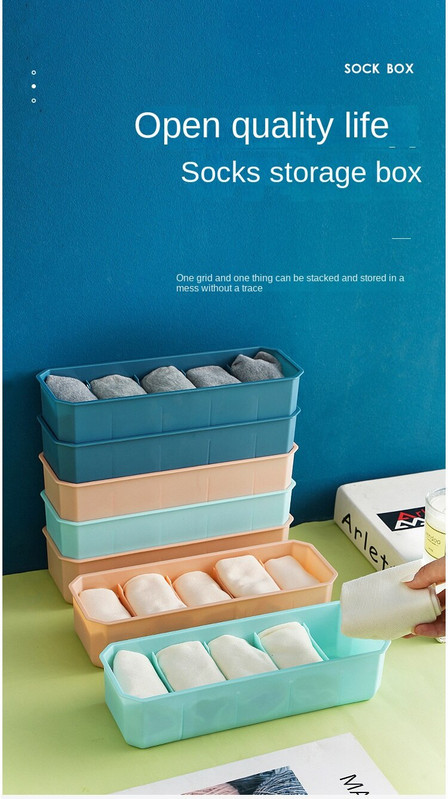 Tároló doboz háztartási fehérnemű zokni tároló befejező gardrób fiók alsónemű műanyag befejező doboz