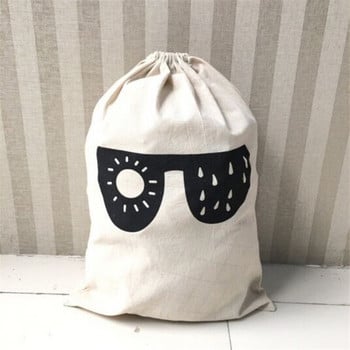 Раирана животинска шарка Памучна чанта за пране Голяма връзка за затягане Мръсни дрехи Отломки Стояща кофа Органайзер Торбичка 46*42см