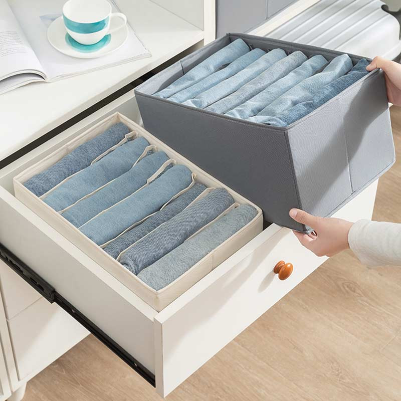 Összehajtható szekrényrendező Fiókosztó Rendező farmernadrághoz Fehérneműhöz Zoknihoz Tárolódoboz Nadrágtároló Ruhatárolóhoz