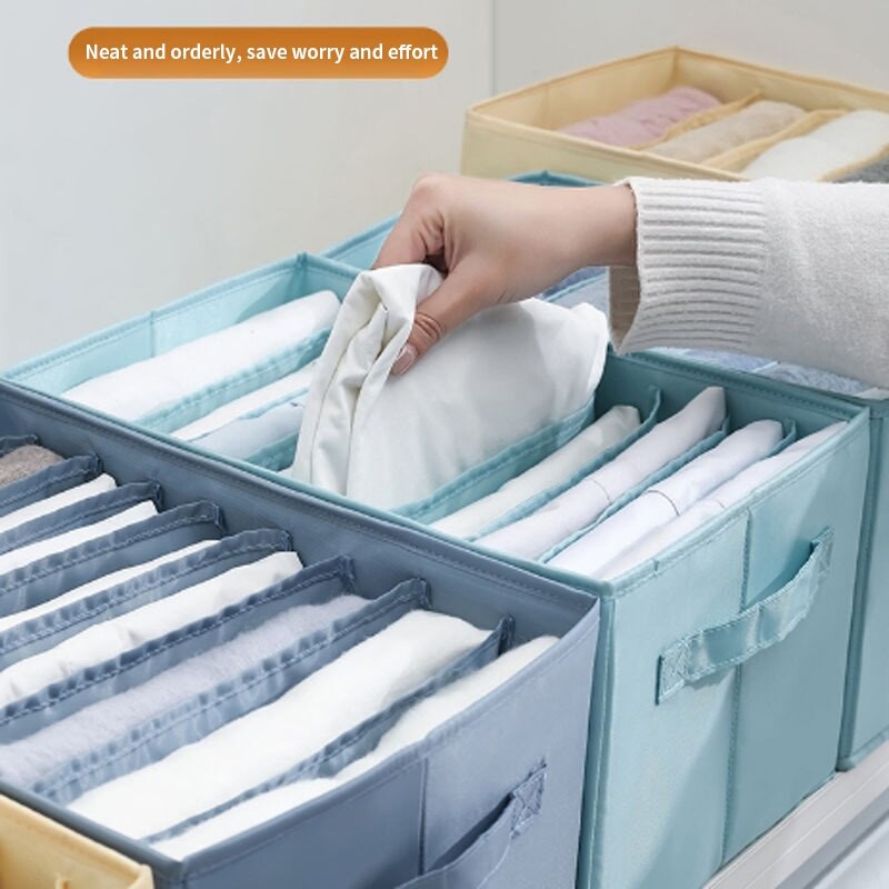 Összecsukható, mosható rácsos tárolódoboz Farmer póló Ruhásszekrény Ruharendező PP táblával és fogantyúval