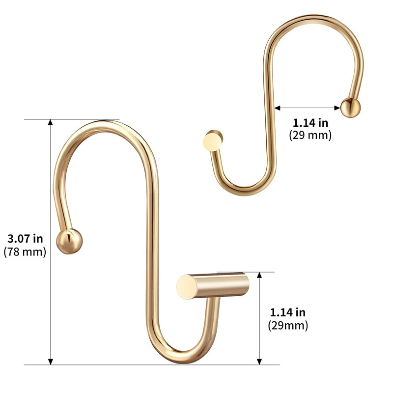 Cârlige de perdele de duș din metal rezistente la rugină Inele de perdele de duș din crom lustruit pentru baie