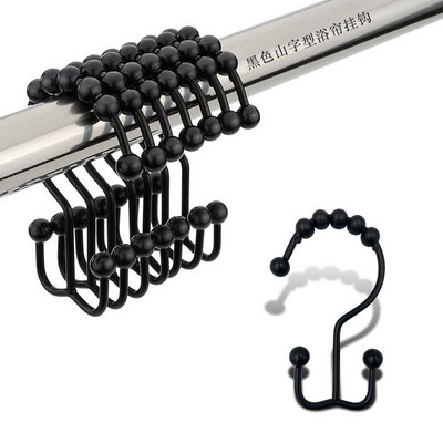 6 vnt. / rinkinys Nerūdijančio plieno dvipusis dušo užuolaidos kabliukas su ritininiu kamuoliuku Tvirtas daugiafunkcis kabliukas buitinis vonios reikmenys