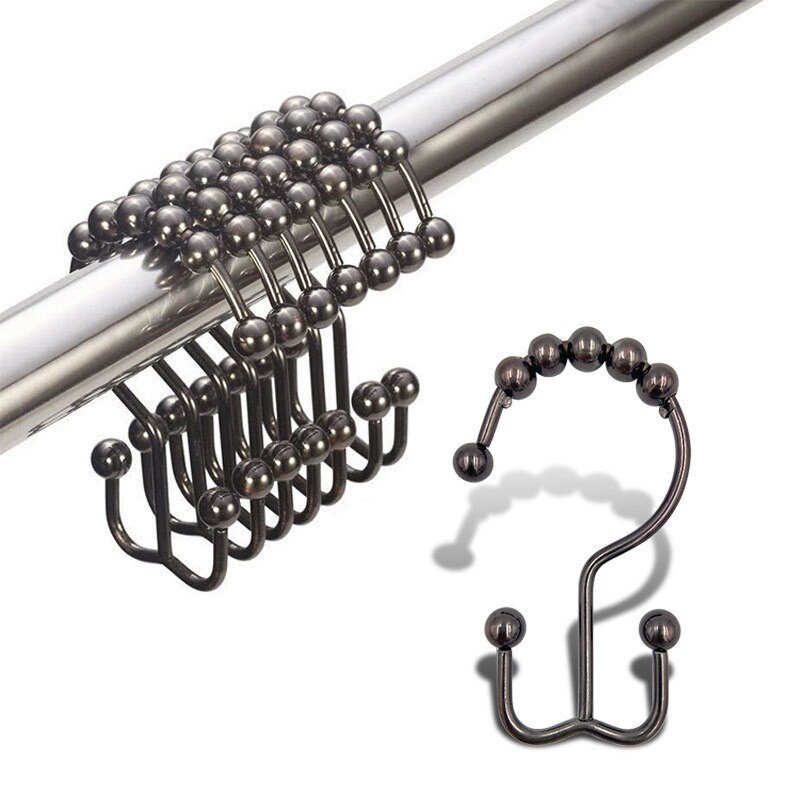 6 vnt. / rinkinys Nerūdijančio plieno dvipusis dušo užuolaidos kabliukas su ritininiu kamuoliuku Tvirtas daugiafunkcis kabliukas buitinis vonios reikmenys