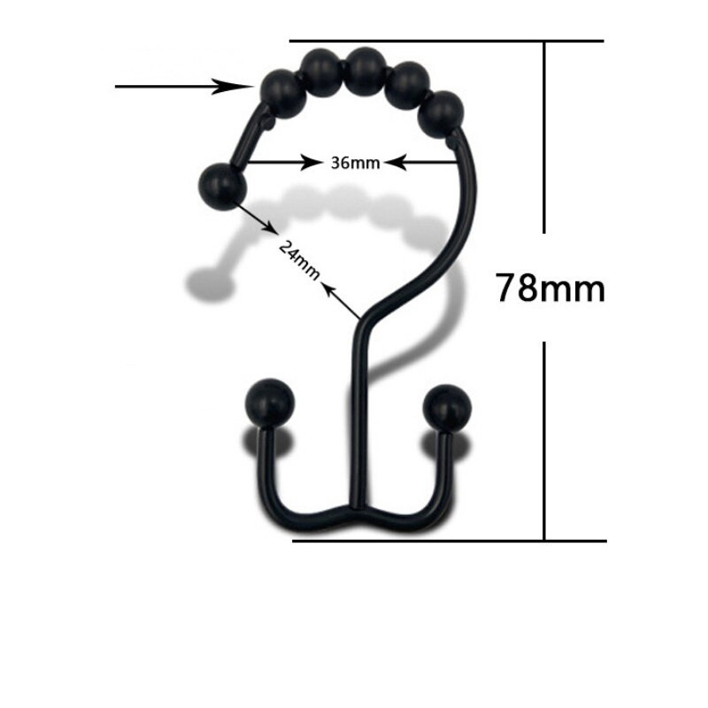 6 vnt. / rinkinys Nerūdijančio plieno dvipusis dušo užuolaidos kabliukas su ritininiu kamuoliuku Tvirtas daugiafunkcis kabliukas buitinis vonios reikmenys