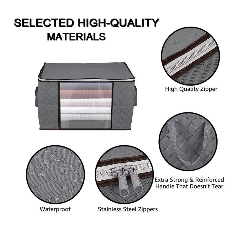 Geantă de depozitare pliabilă pentru îmbrăcăminte și cuvertură, dulap, dulap, organizator, pături, lenjerie de pat, perne, sortare haine, geantă organizatoare compactă