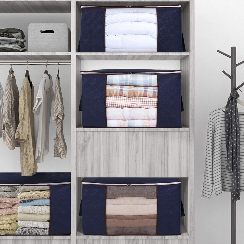 Geantă de depozitare pliabilă pentru îmbrăcăminte și cuvertură, dulap, dulap, organizator, pături, lenjerie de pat, perne, sortare haine, geantă organizatoare compactă